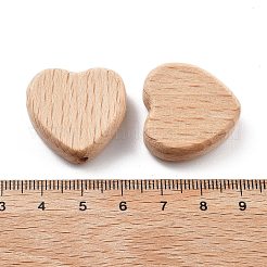 天然ブナ材の木製赤ちゃん用歯固めおもちゃ  新生児用歯固めリング  ハート  25x25x8mm  穴：3mm.&nbsp;WOOD-D275-01A