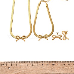 Bowknot 304 Stainless Steel Pendant Necklaces & Charms Bracelets & Stud Earrings Sets&nbsp;SJEW-Z003-03G
