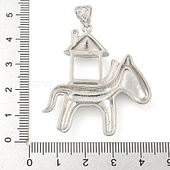 ラックメッキ真鍮ペンダントカボションセッティング  馬  プラチナ  44x39.5x5mm  穴：7.5x5mm  トレイ：12x10.5mm&nbsp;KK-A217-07P