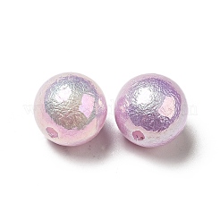 UVメッキ虹色のABSプラスチックビーズ  テクスチャラウンド  プラム  14x13mm  穴：2mm&nbsp;LS-SACR-A001-05D