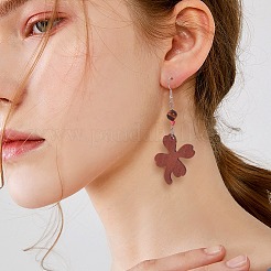 Diyダングルピアス  天然木のペンダント付き  鉄の丸カンとピアスフック  サドルブラウン  74x73x25mm&nbsp;DIY-PH0027-31P
