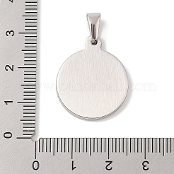 304ステンレスペンダント  エナメル  陰陽のチャームが付いたフラットラウンド  ステンレス鋼色  24x20x2.5mm  穴：3.5x6.5mm&nbsp;STAS-S001-01P-A
