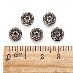 真鍮のラインストーンロンデルスペースビーズ  カドミウムフリー＆鉛フリー  ガンメタ色  クリスタル  8x4mm  穴：1.5mm&nbsp;RB-H035-22