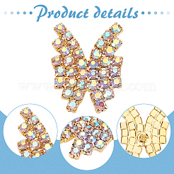 合金シャンクボタン10個  1穴  蝶  クリスタルAB  24.5x19x3mm  穴：1.2mm&nbsp;DIY-MA0006-65C