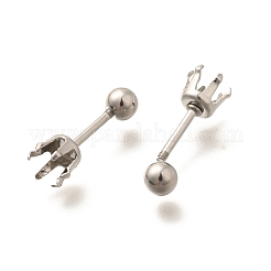 304ステンレススチールスタッドピアス金具  ステンレス鋼色  トレイ：3mm  14x4mm  ピン：1mm&nbsp;STAS-F311-18P-02A