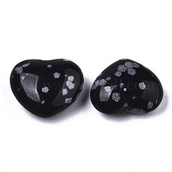 天然スノーフレーク黒曜石ハートラブストーン  レイキバランシング用のポケットパームストーン  20x23x10mm&nbsp;G-N0326-56A