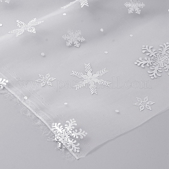 Snowflake Pattern Polyester Organza Fabric&nbsp;SENE-WH0003-03A