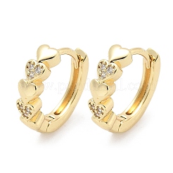 Heart Brass Micro Pave Clear Cubic Zirconia Hoop Earrings&nbsp;EJEW-Z102-30G