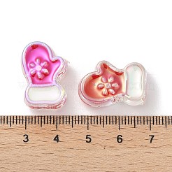 UVメッキアクリルビーズ  エナメル  虹色の  クリスマスデコレーションテーマ  手袋  22x15x9mm  穴：3.5mm&nbsp;X-OACR-Z021-02G