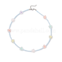 Acrylic & Glass Seed Beaded Flower Necklaces for Women&nbsp;NJEW-JN05291-03