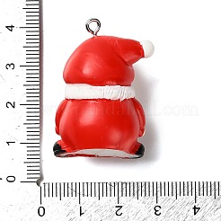 クリスマステーマの不透明樹脂ペンダント  プラチナ鉄ループ付き  サンタクロース  35.5x23.5x22mm  穴：2mm&nbsp;RESI-I336-01P-10