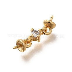 Brass Micro Pave Cubic Zirconia Cup Pearl Peg Bails Pin Pendants&nbsp;KK-K378-67G