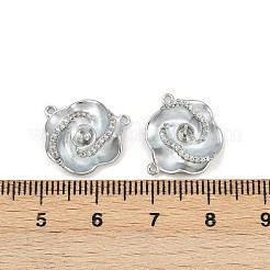 真鍮ヒートンキャップ  キュービックジルコニアエナメル  花  プラチナ  14.5x16x5.5mm  穴：1mm  ピン：0.7mm&nbsp;KK-H078-21P