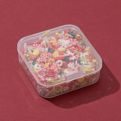 クリスマス ハンドメイド ポリマークレイ カボション 25g  ファッションネイルアートデコレーションアクセサリー  アクリルラインストーン付き  混合図形  ミックスカラー  3~10x1.5~10x0.5~3.5mm&nbsp;CLAY-FS0001-14