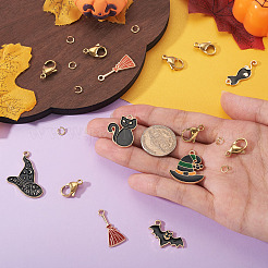 7個 7スタイル DIY 合金エナメルペンダントデコレーション製作キット  ロブスタークロウ留め金7個とオープン丸カン7個が含まれます。  ミックスカラー  14~25x8.5~24x1~2mm  穴：1.6~2mm&nbsp;FIND-TA0009-03