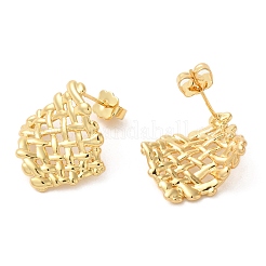 Brass Rhombus Net Stud Earrings&nbsp;EJEW-G382-08G