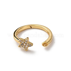Star Brass Micro Pave Clear Cubic Zirconia Cuff Cup Peg Ring Settings&nbsp;KK-NH0007-10G