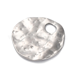 304ステンレスペンダント  テクスチャ  不規則なフラットラウンドいチャーム  ステンレス鋼色  29x30x2~2.5mm  穴：5x7.5mm&nbsp;STAS-L280-04P-01