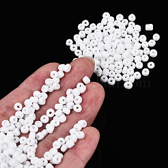 曇りガラスシードビーズ6/0個  ラウンド  ホワイト  4~5x2.5~5mm  穴：1mm  約4500個/袋  440~450 G /袋&nbsp;SEED-R029-4mm-A01