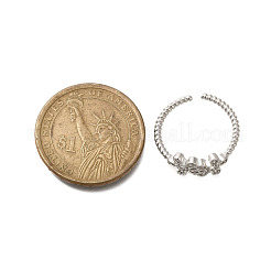 女性用真鍮マイクロパヴェクリアキュービックジルコニアオープンカフリング  花  8mm  内径：17mm&nbsp;RJEW-R005-06G
