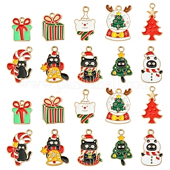 20Pcs 10 Styles Christmas Kitten Alloy Enamel Pendants&nbsp;ENAM-FS0002-14
