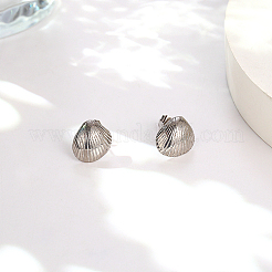 304ステンレススチールスタッドピアス  シェル形状  ステンレス鋼色  12x13mm&nbsp;MH4589-2
