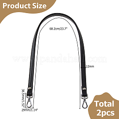Puレザーバッグストラップ  合金の留め金付き  バッグ交換用アクセサリー  プラチナ  ブラック  600~630mm&nbsp;DIY-WH0699-69B-P01