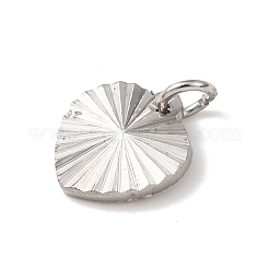 304ステンレスペンダント  丸カン付き  ステンレス鋼色  輝くハートのチャーム  7x7x1mm  穴：4.5x2.5mm&nbsp;STAS-T026-01C-P
