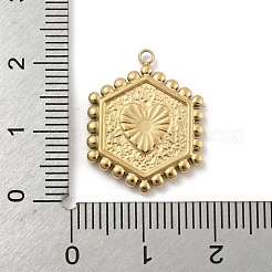 ステンレスペンダント201個  ゴールドカラー  レターチャーム付き六角形  U字  21x16.5x2mm  穴：1.5mm&nbsp;LS-STAS-R227-01U-G