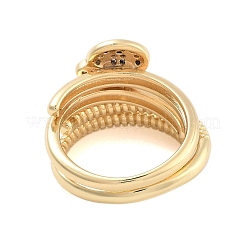 Brass Micro Pave Cubic Zirconia Boy Open Cuff Rings Set for Women&nbsp;RJEW-U002-12G