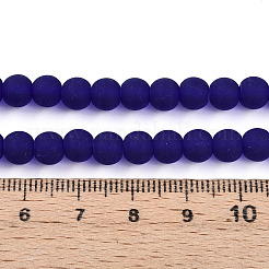透明ガラスビーズ連売り  ラウンド  艶消し  ダークブルー  6mm  穴：0.7mm  約66~67個/連  14.96~15.16''（38~38.5センチメートル）&nbsp;X-GLAA-T032-T6mm-MD15