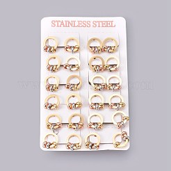 304ステンレススチールスタッドピアス  リング  ミックスカラー  15x13x6mm  ピン：1mm&nbsp;EJEW-O087-05