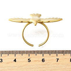 304ステンレススチールオープンカフリング  鳥  18KGP本金メッキ  鳥：25x38.5mm  内径：usサイズ7（17.3mm）&nbsp;RJEW-M074-04A-G