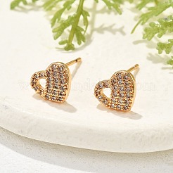 Brass Micro Pave Clear Cubic Zirconia Stud Earrings for Women&nbsp;EJEW-G428-25G-05