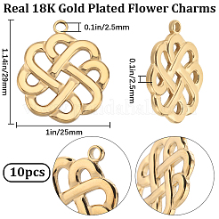 イオンプレーティング(IP) 201ステンレスペンダント10個  花のチャーム  18KGP本金メッキ  29x25x2.5mm  穴：2.5mm&nbsp;STAS-BBC0003-12
