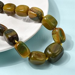 染色された天然瑪瑙の直方体グラデーションビーズネックレス（合金留め具付き）  プラチナ  ゴールデンロッド  20.08インチ（51cm）&nbsp;NJEW-C113-01I