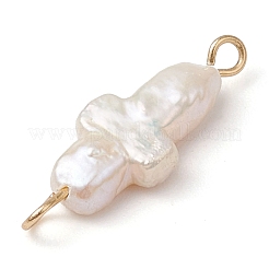 Natural Keshi Pearl Cross Links Connector Charms&nbsp;PALLOY-JF02822