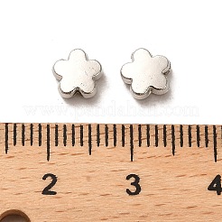 CCBプラスチックビーズ  花  プラチナ  6x6x2.8mm  穴：1.2mm&nbsp;CCB-A001-08P