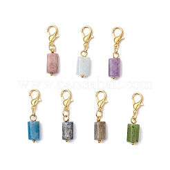 7Pcs Column Natural Rhodonite & Canadian Jade & Aquamarine & Amethyst & Apatite & Lapis Lazuli & Labradorite Pendant Decorations&nbsp;HJEW-JM03745-02