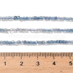 天然石アクアマリンビーズ連売り  ファセットテーブルカットキューブビーズ  2.5x2.5x2.5mm  穴：0.5mm  約183個/連  15.63インチ（39.7cm）&nbsp;G-L634-D11-2.5x2.5mm
