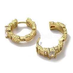Rack Plating Brass Rectangle Hoop Earrings with Cubic Zirconia&nbsp;EJEW-D063-05G
