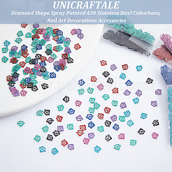 700Pcs 7 Colors Diamond Shape Spray Painted 430 Stainless Steel Cabochons&nbsp;MRMJ-UN0001-009