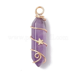 Natural Mixed Stone Double Terminal Pointed Pendants&nbsp;PALLOY-JF02672