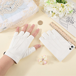 鉄製の合成皮革製半指手袋  ホワイト  158~160x100x3~7.5mm&nbsp;AJEW-WH20006-425
