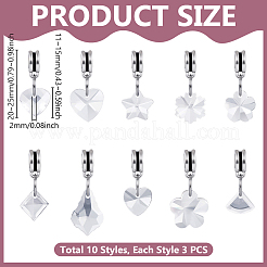 30Pcs 10 Styles Glass European Dangle Charms&nbsp;PALLOY-GA00046