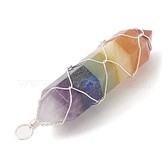 7 Chakra Gemstone Double Terminal Pointed Pendants&nbsp;PALLOY-TA00057-01
