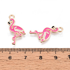 海洋動物の合金エナメルペンダント  ライトゴールド  フラミンゴの形  23x10.4x1.1mm  穴：1.8mm&nbsp;ENAM-T022-34F