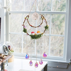Moon & Star Natural Gemstome Hanging Suncatchers&nbsp;RN-CBA387D-03G