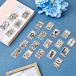 22 個ステンレス鋼のペンダントタロットジュエリー切断ペンダント diy ネックレスアクセサリー  銀  40x24mm  穴：2mm&nbsp;JX559A