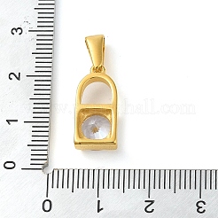 304ステンレススチールペンダントキュービックジルコニア  ロック  18x8.5x5mm  穴：7.8x3.2mm&nbsp;STAS-R229-29B-G